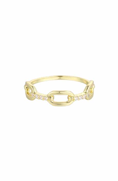 14K Gold Plated Cubic Zirconia Link Band Ring