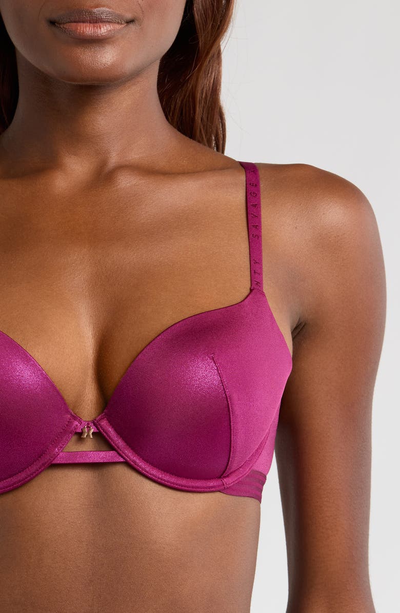 SAVAGE X FENTY Microfiber Metallic T-Shirt Bra, Alternate, color, Sugarplum Purple/ Magenta Foil