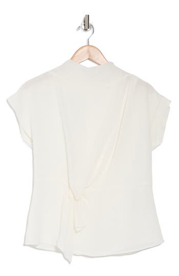 Calvin Klein Cap Sleeve Tie Waist Top In Cream