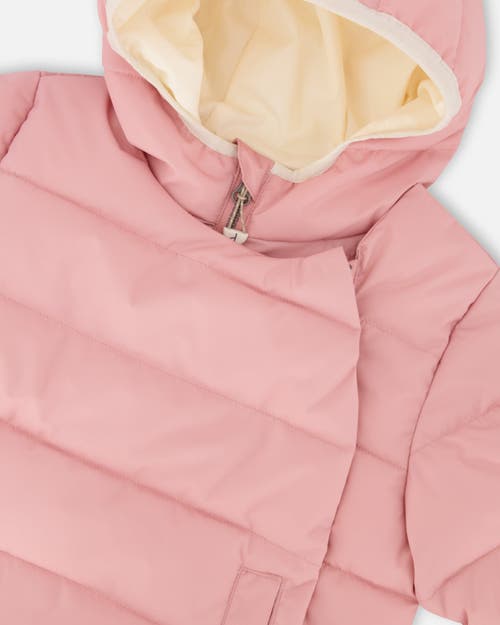 Deux Par Deux Compressible Winter Puffy Coat Designed For Car Seat In Pink