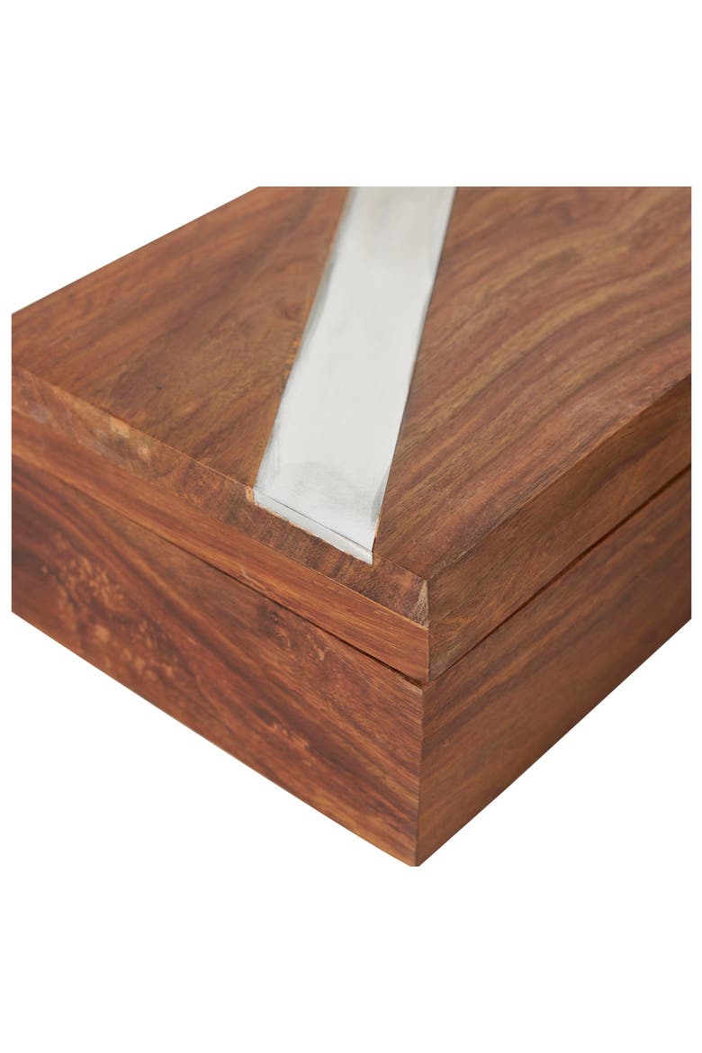 Contemporary Set of 2 Natural Wood Boxes, Alternate, color, BROWN