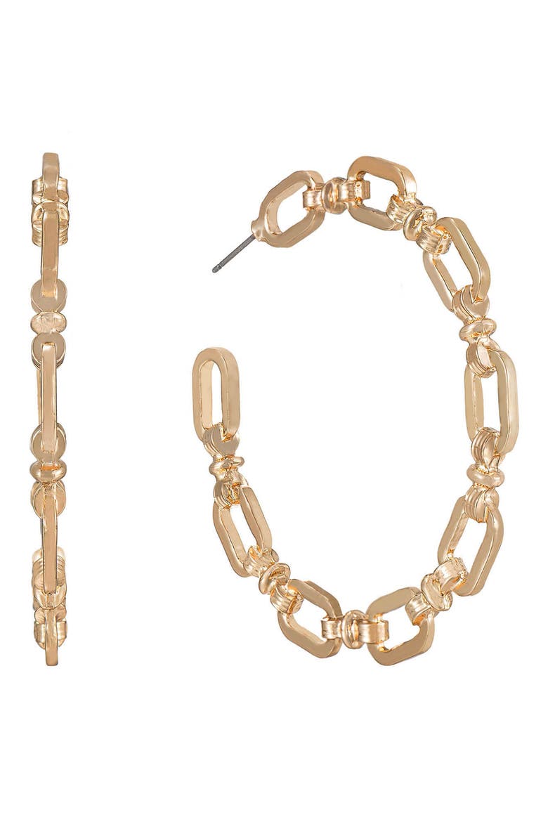 Chain Link Hoop Earrings, Main, color, GOLD