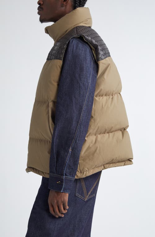 Bottega Veneta Mens Liana Padded High-neck Cotton-down And Leather Gilet In 9523 Liana