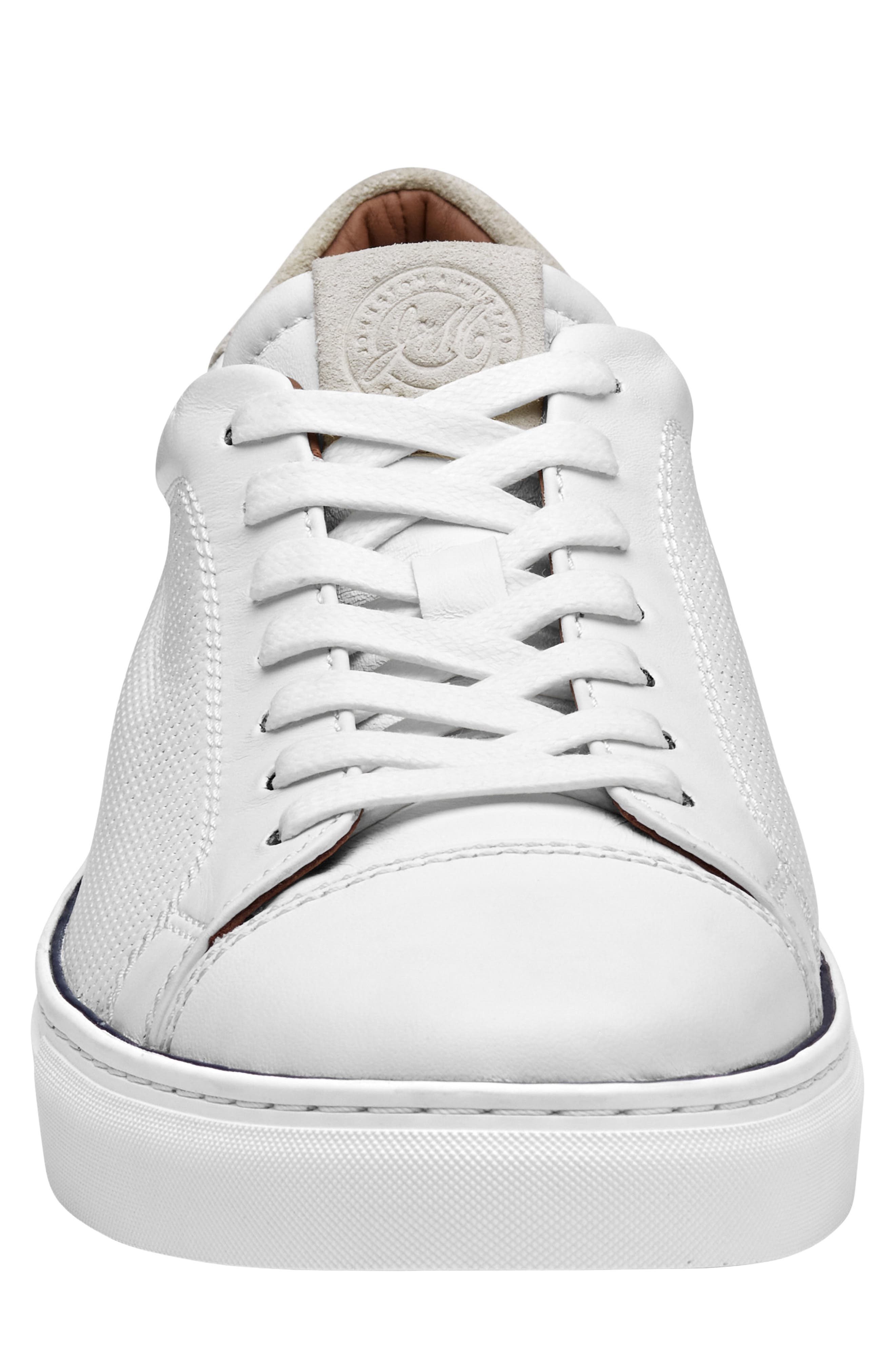 Luther Perforated Leather Low Top Sneaker, Alternate, color, WHITE SHEEPSKIN