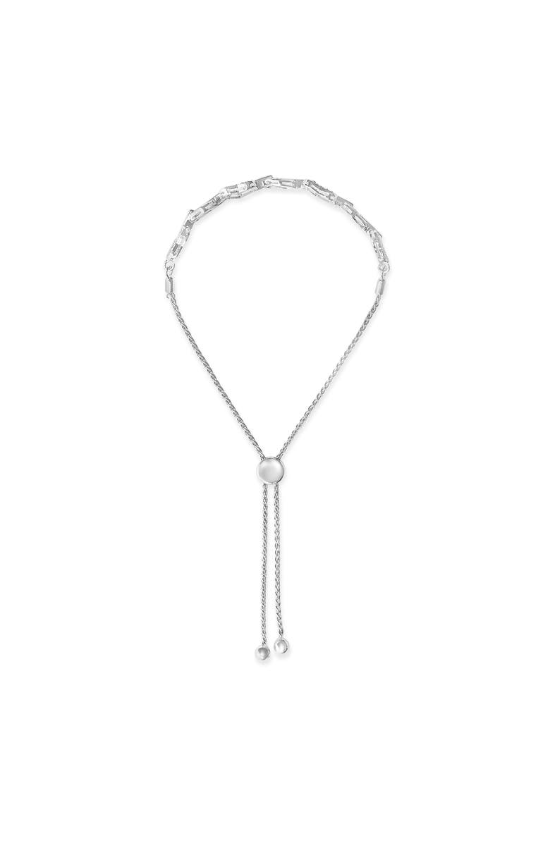 Haus of Brilliance Silver 1/2 Cttw Diamond Alternating Heart Link Adjustable Bolo Bracelet, Alternate, color, White