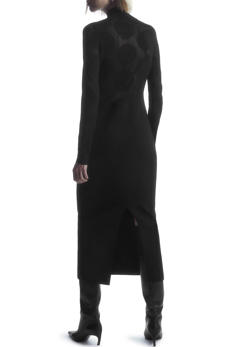 Polka Dot Long Sleeve Wool Blend Sweater Dress, Alternate, color, BLACK DARK KY