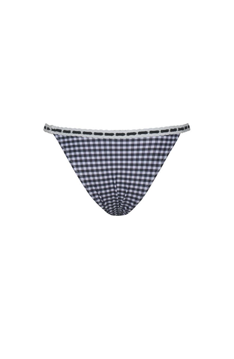 Miss Circle Genevia Gingham Lace Decoration Bikini Bottom, Alternate, color, Black