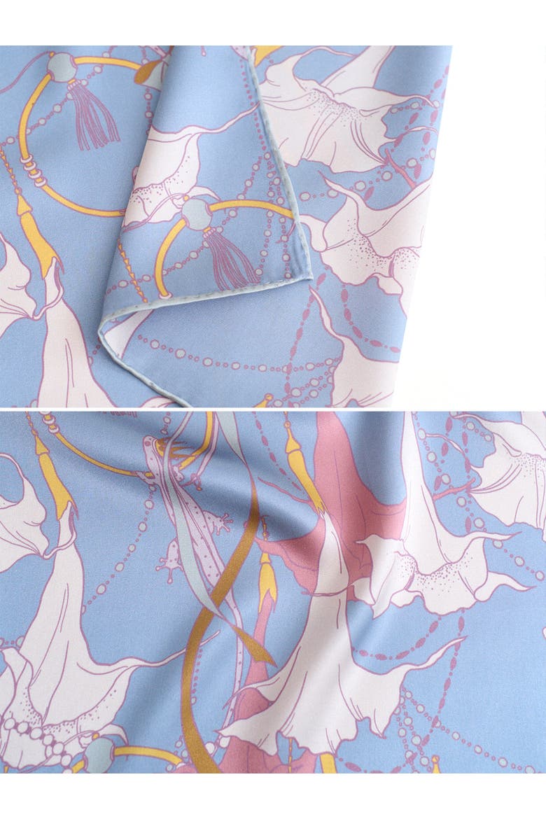 "Datura" Silk Pocket Square, Alternate, color, Slate Blue