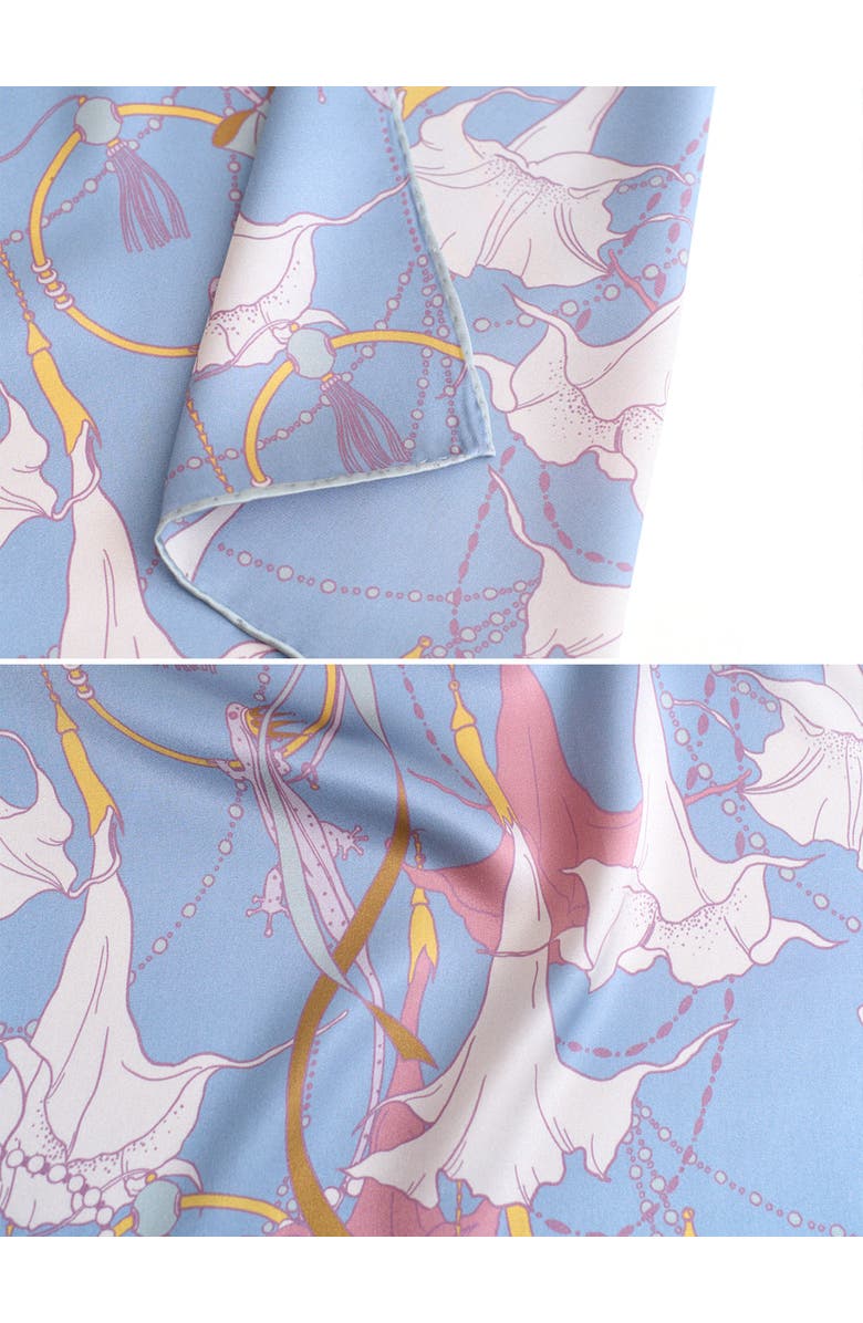 Lost Pattern NYC "Datura" Silk Pocket Square, Alternate, color, Slate Blue