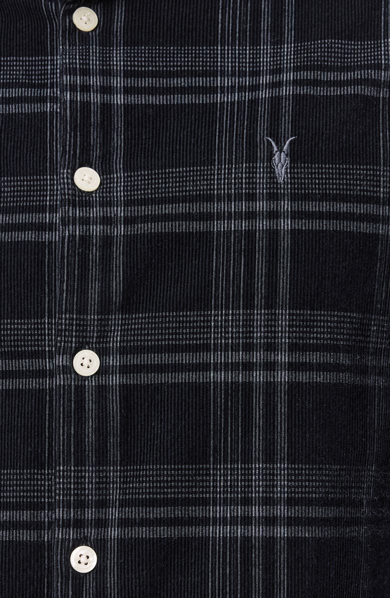 AllSaints Rockley Corduroy Button-Up Shirt, Alternate, color, Surge Black