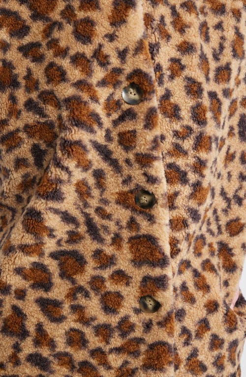 Dra Sandy Leopard Faux Shearling Vest In Brown