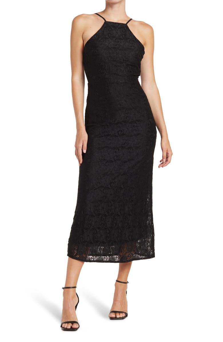 NSR Halter Lace Midi Dress, Main, color, 