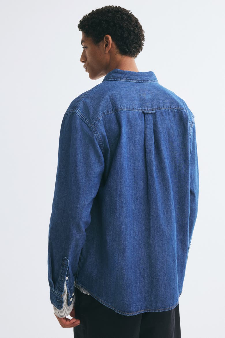 Regular-fit Denim Shirt, Alternate, color, Dark denim blue