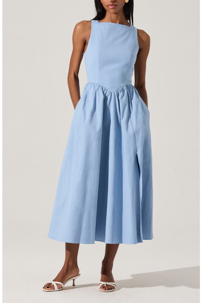 Bow Back A-Line Dress, Alternate, color, BLUE
