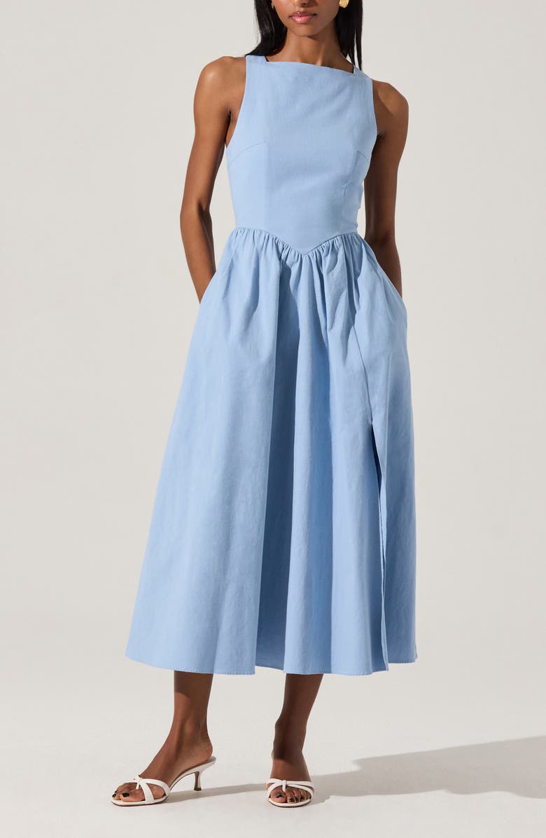 ASTR the Label Bow Back A-Line Dress, Alternate, color, Blue