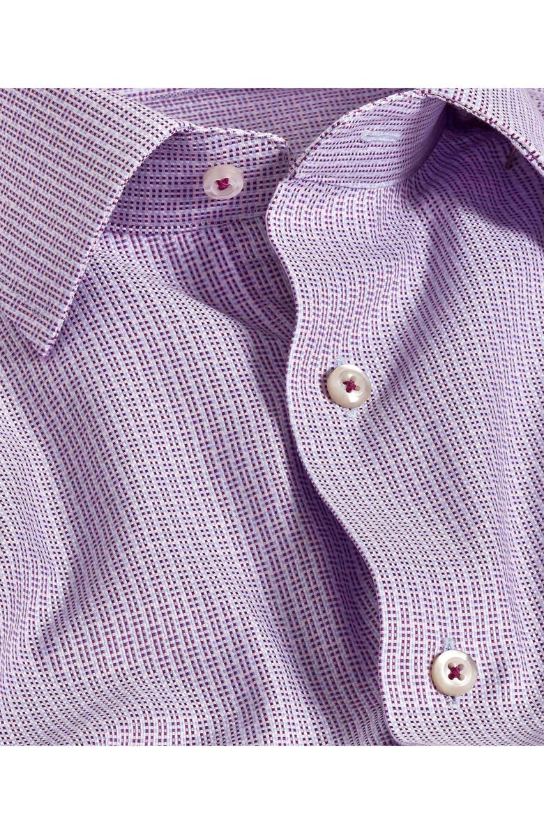 David Donahue Trim Fit Micro Dobby Cotton Dress Shirt, Alternate, color, Berry/ Sky
