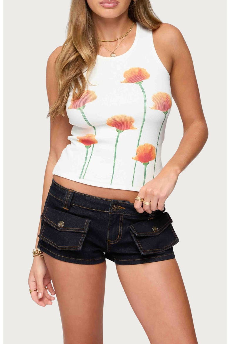 Wild Flower Cotton Graphic Tank, Main, color, WHITE