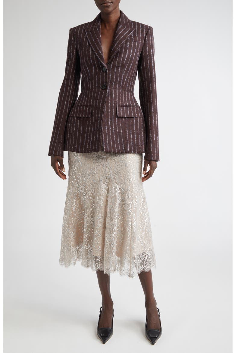 Fluted Metallic Lace Skirt, Alternate, color, SILVER