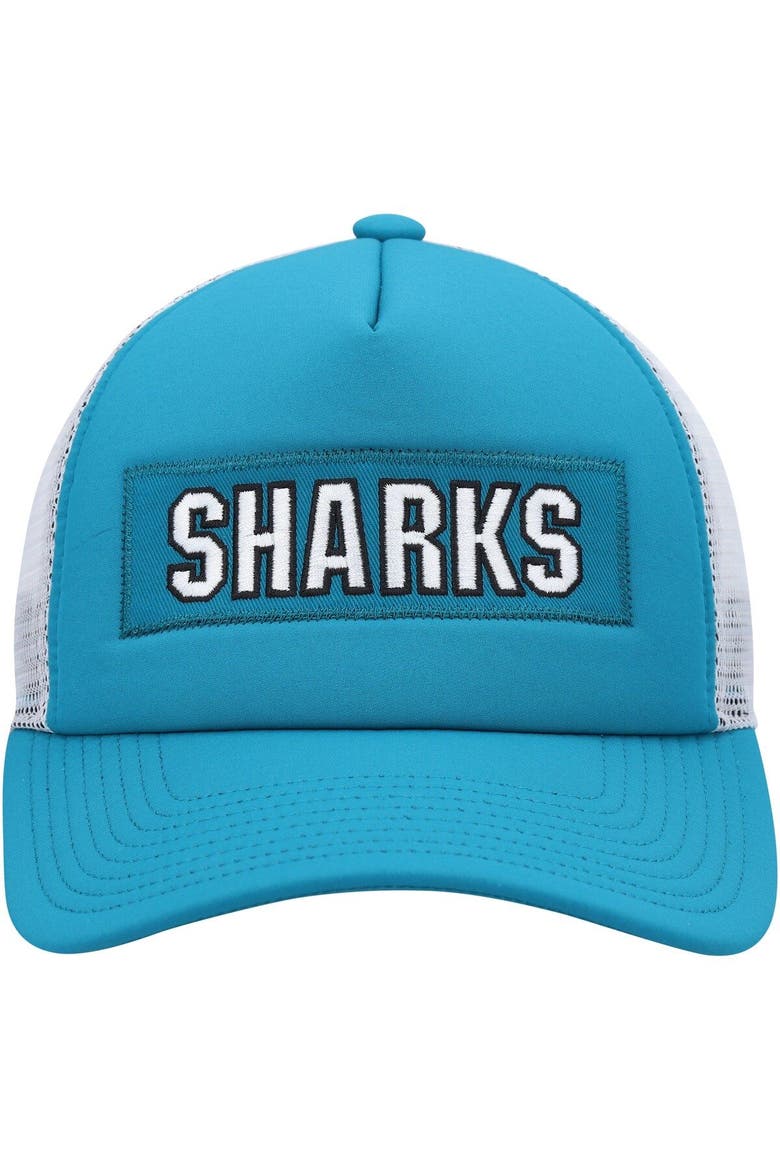 Men's adidas Teal/White San Jose Sharks Team Plate Trucker Snapback Hat, Alternate, color, Teal