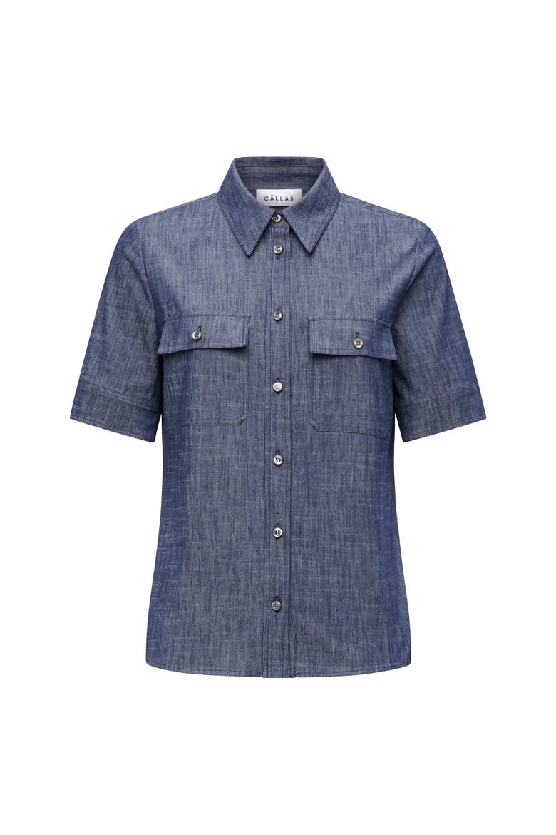 Vesper Stretch denim poplin shirt, Main, color, Indigo