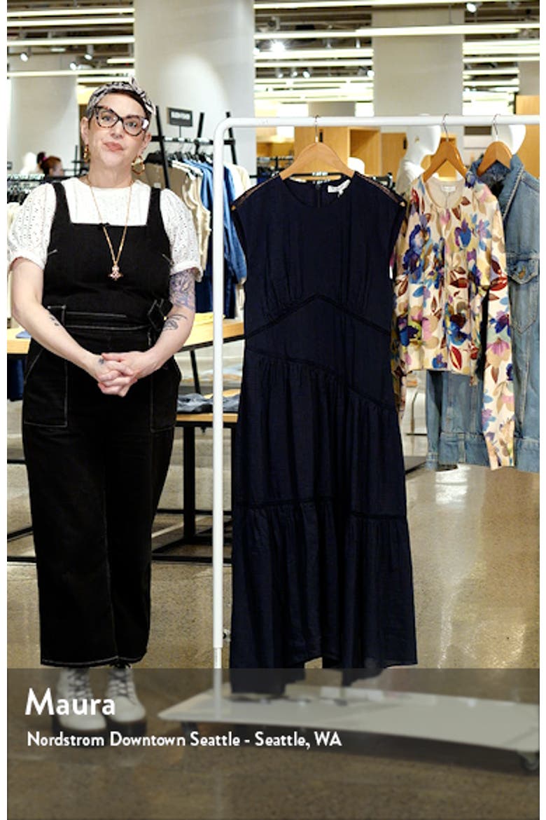 Lace Inset Handkerchief Hem Linen Blend Midi Dress video