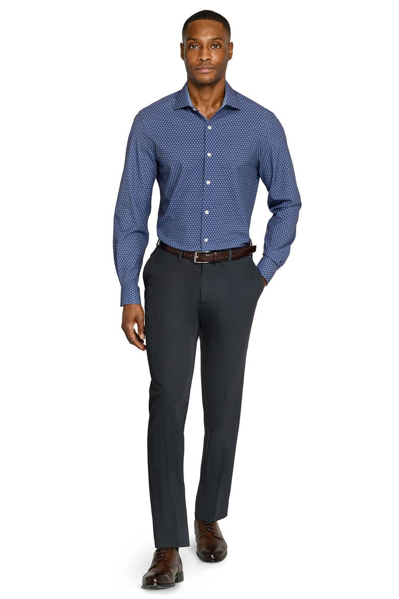 Circle Geo Performance Dress Shirt, Alternate, color, NAVY/ PURPLE