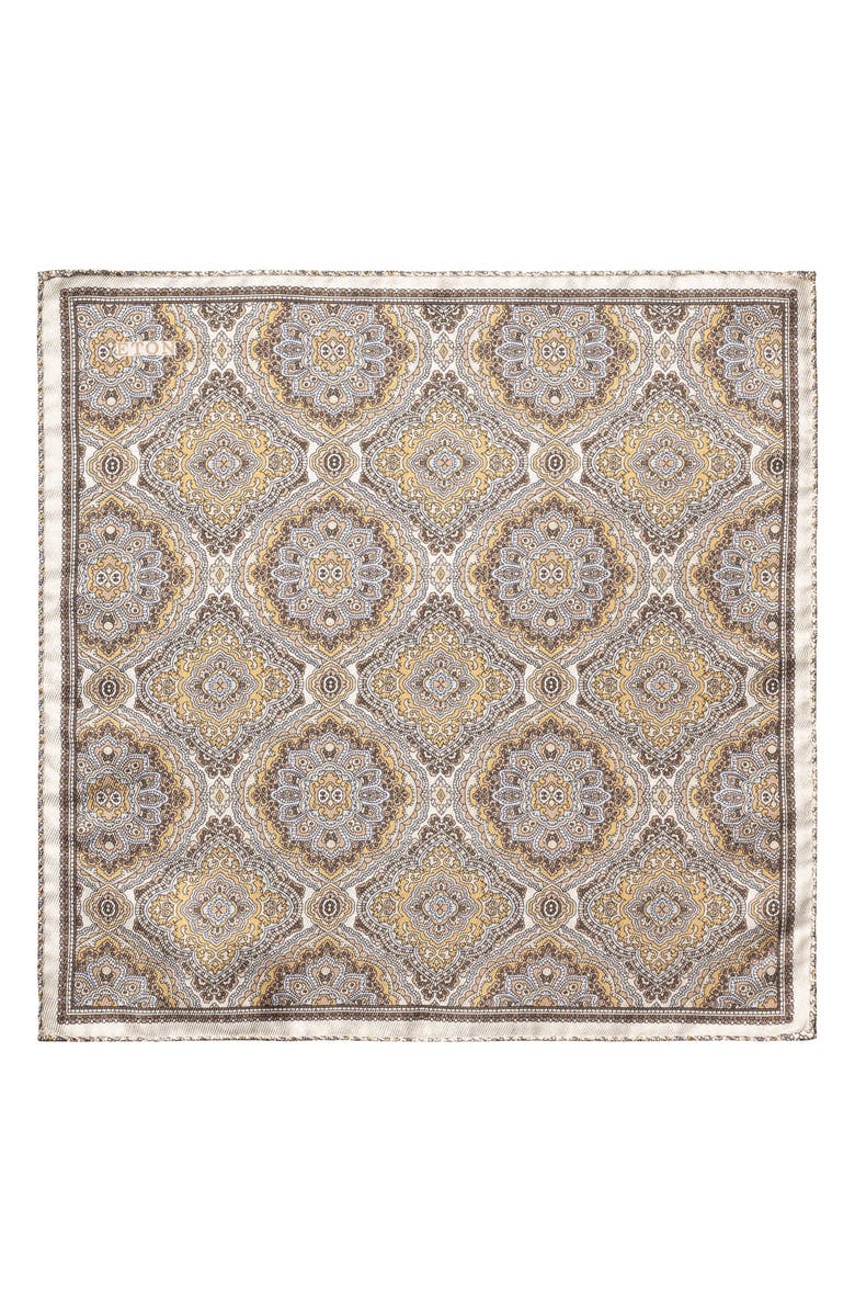 Eton Two Face Silk Pocket Square, Alternate, color, Light Beige