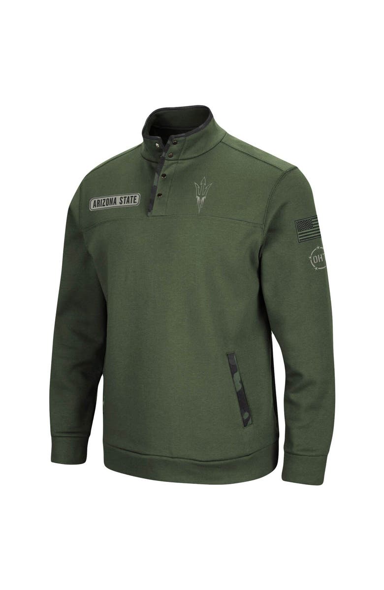 COLOSSEUM Men's Colosseum Olive Arizona State Sun Devils OHT Military Appreciation Digit Quarter-Snap Jacket, Alternate, color, 