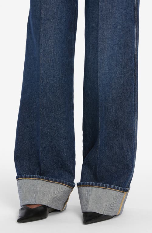 Frame The Cuffed Wide High-rise Wide-leg Jeans In Blue