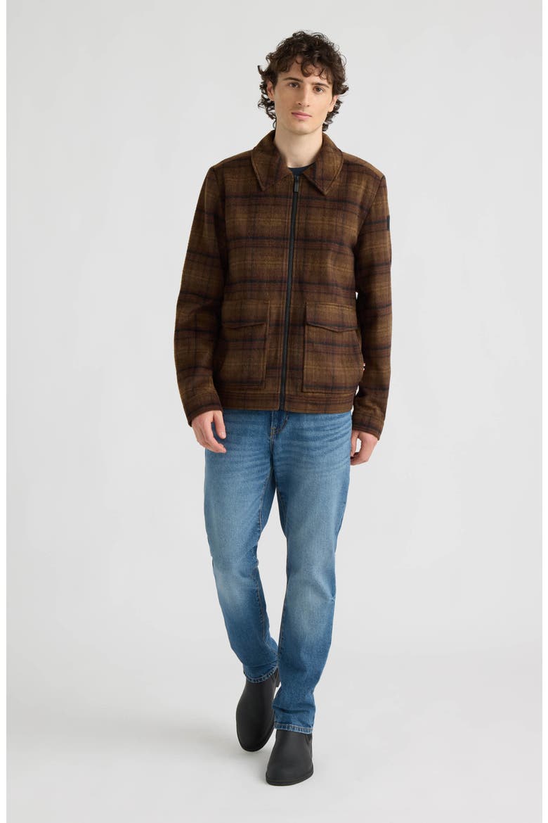 Samor Wool Blend Plaid Jacket, Alternate, color, BROWN