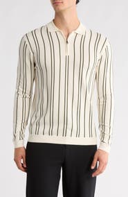 DENIM AND FLOWER Stripe Quarter Zip Sweatshirt
