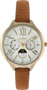 Peugeot Sun Moon Multi Function Suede Strap Watch - 38MM