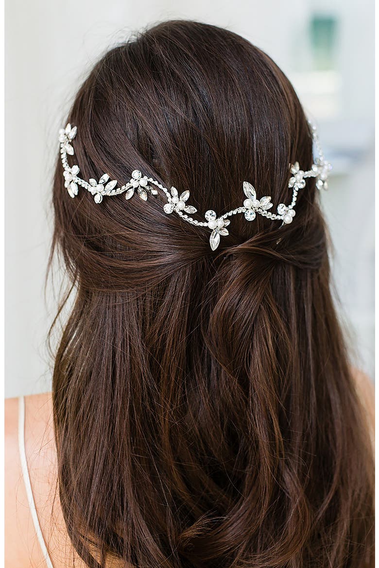 Zaliki Crystal & Faux Pearl Halo Band (Nordstrom Exclusive), Alternate, color, SILVER