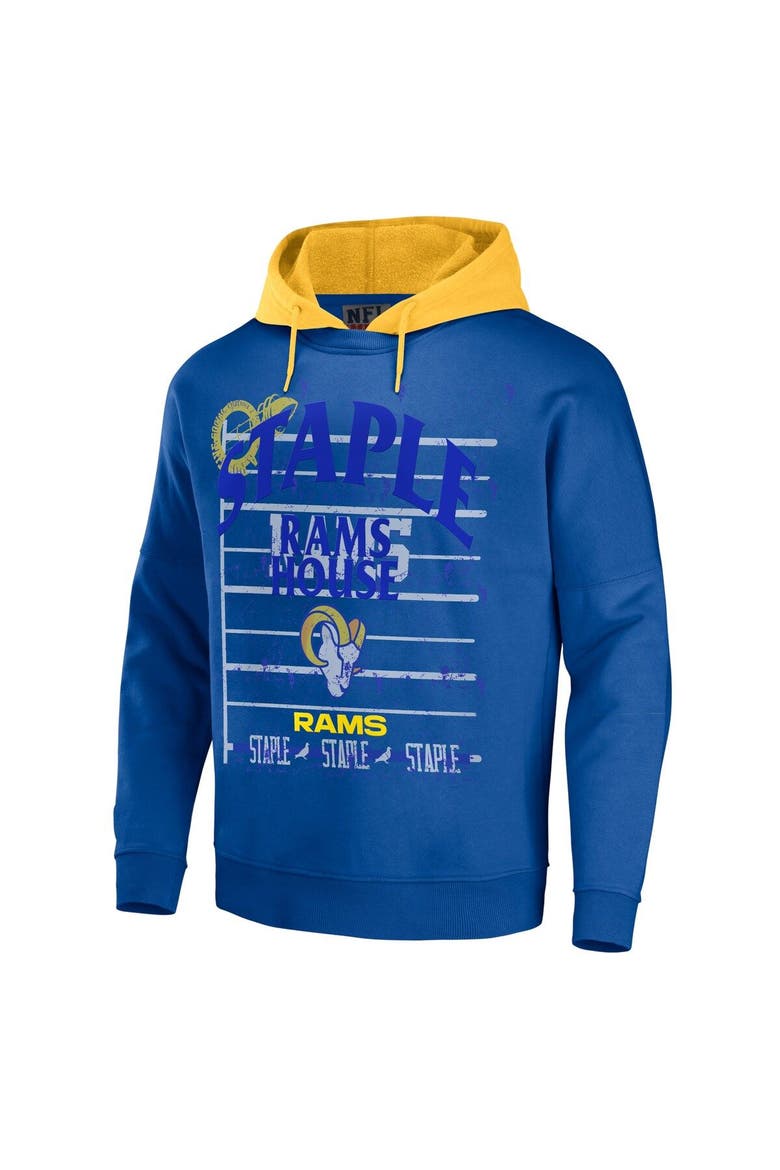 Men's NFL x Staple Navy Los Angeles Rams Throwback Vintage Wash Pullover Hoodie, Alternate, color, Navy