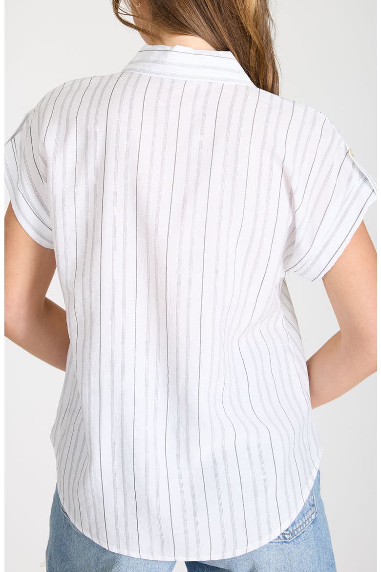 Stripe Short Sleeve Button-Up Shirt, Alternate, color, WHITE