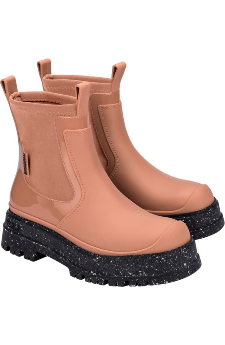 Melissa Drip Lug Sole Chelsea Boot, Main, color, Brown/ Black