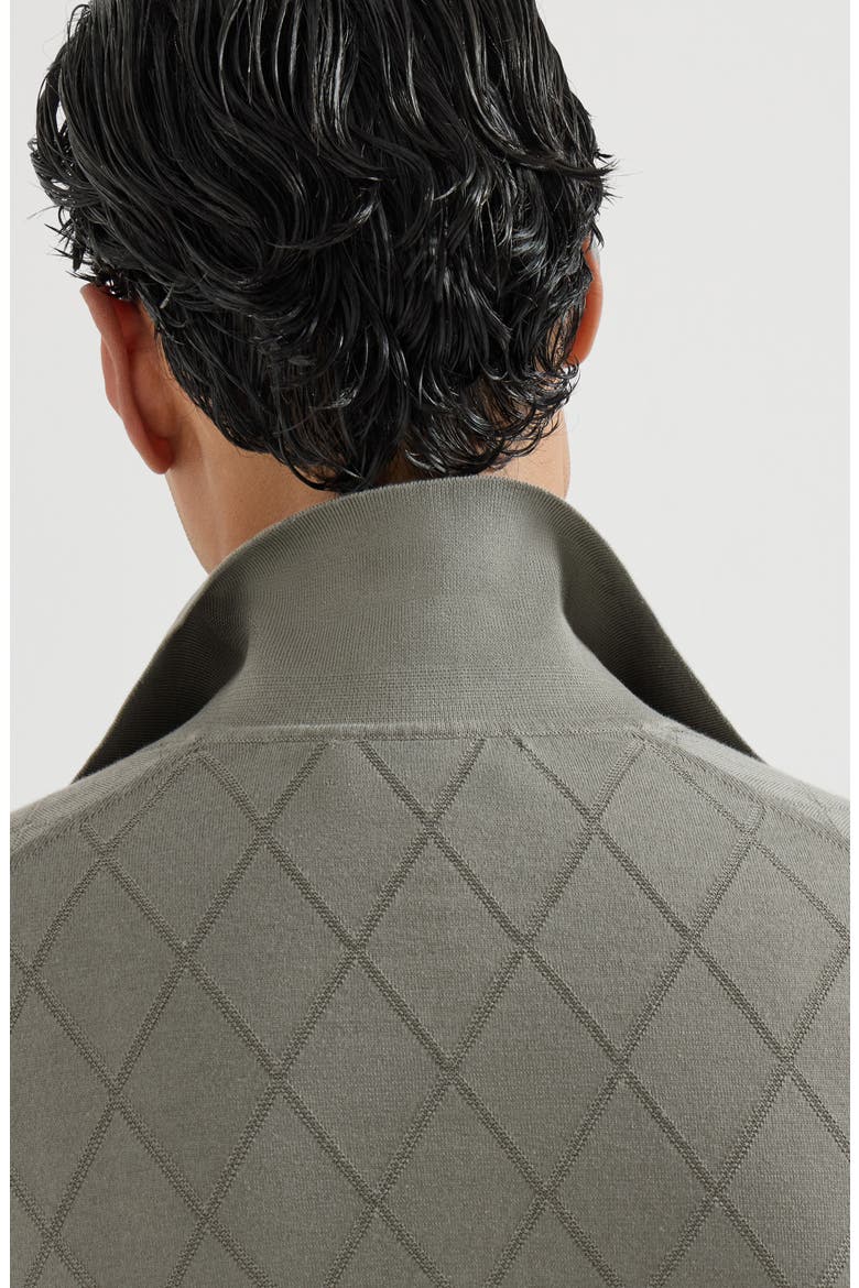 Cotton textured Argyle lightweight knit polo shirt, Alternate, color, Khaki