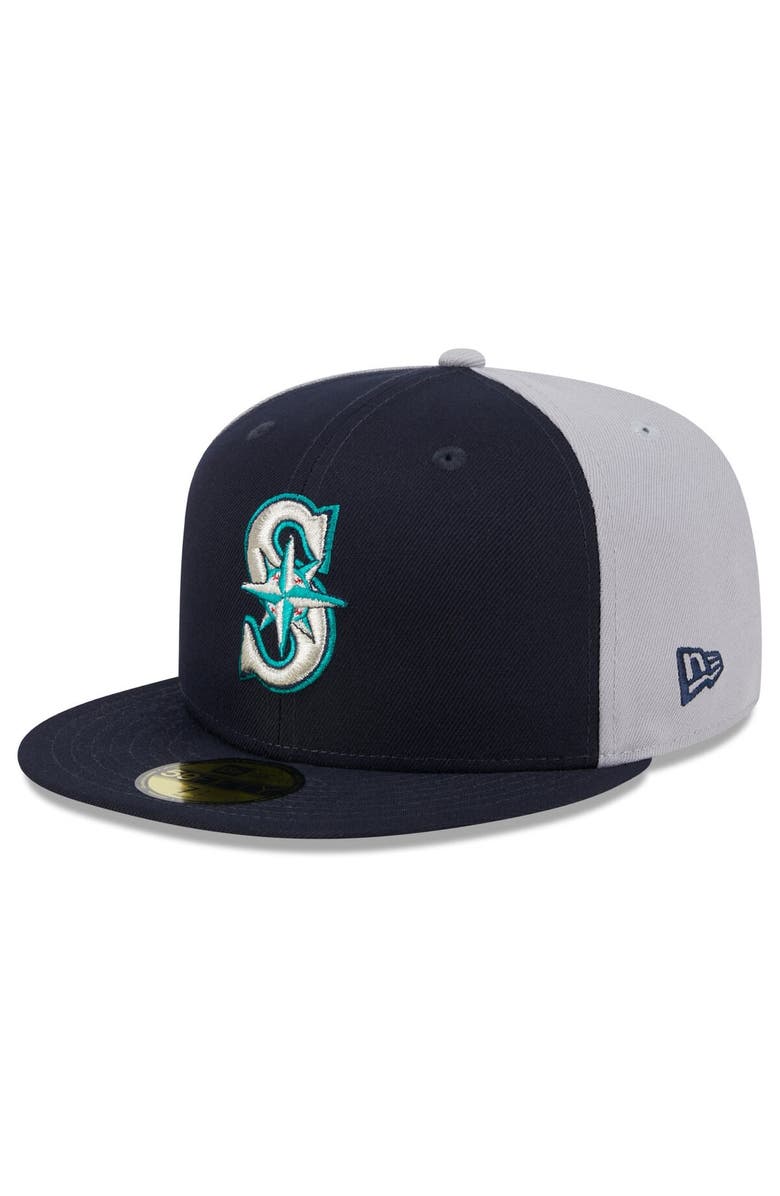 New Era Men's New Era Navy/Gray Seattle Mariners Gameday Sideswipe 59FIFTY Fitted Hat, Alternate, color, 