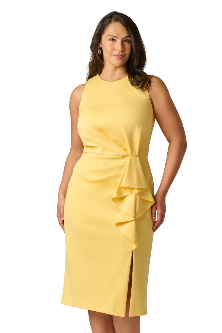 Ruffle Sleeveless Sheath, Alternate, color, WARM SUN