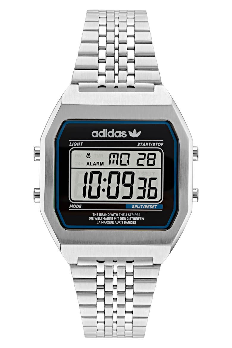 Digital Two M Digital Bracelet Watch, 36mm, Main, color, SILVER