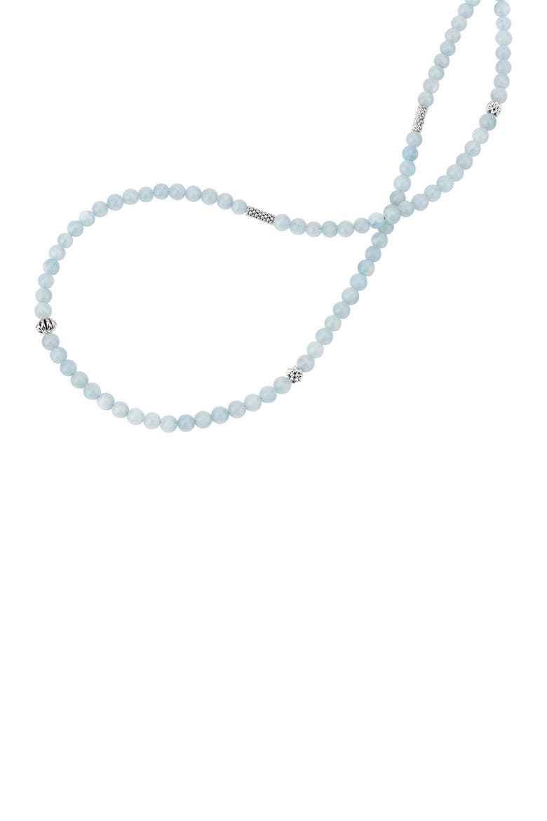 Caviar Icon Station Semiprecious Stone Necklace, Alternate, color, SILVER/ AQUAMARINE