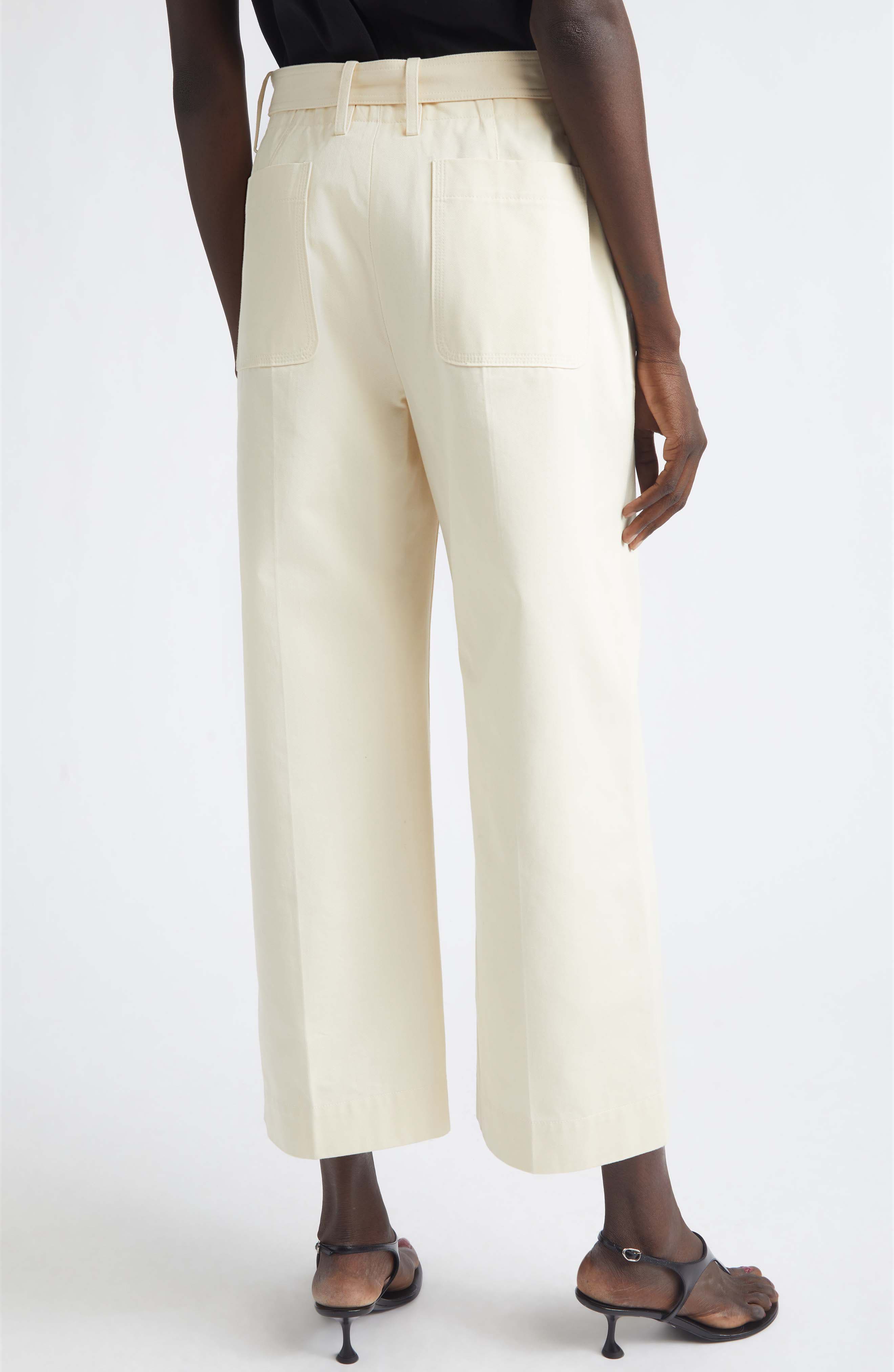 Nila Belted Cotton Drill Crop Straight Leg Pants - image 2
