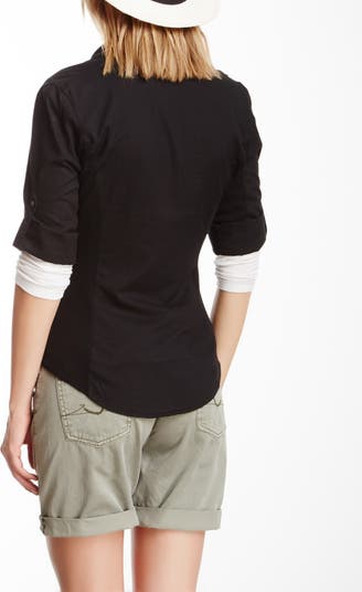 Three-Quarter Sleeve Button-Up Shirt