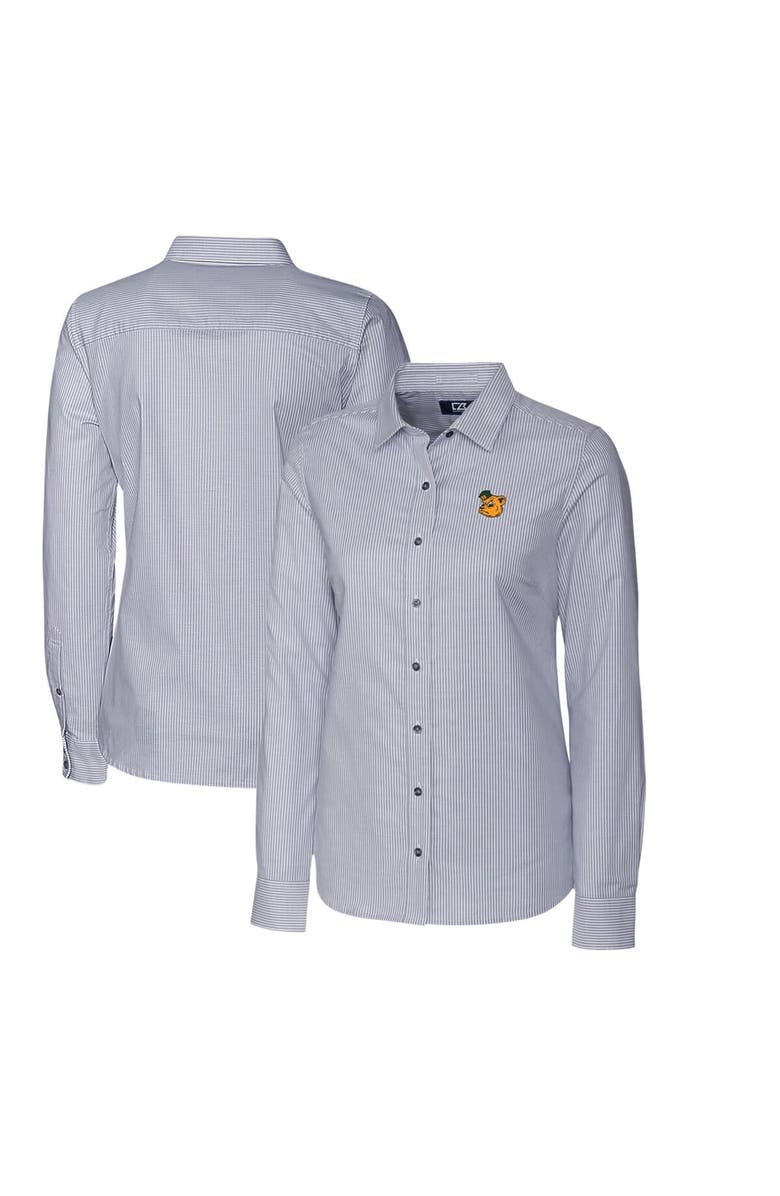 Cutter & Buck Women's Cutter & Buck Charcoal Baylor Bears Oxford Stripe Stretch Long Sleeve Button-Up Shirt, Main, color, 