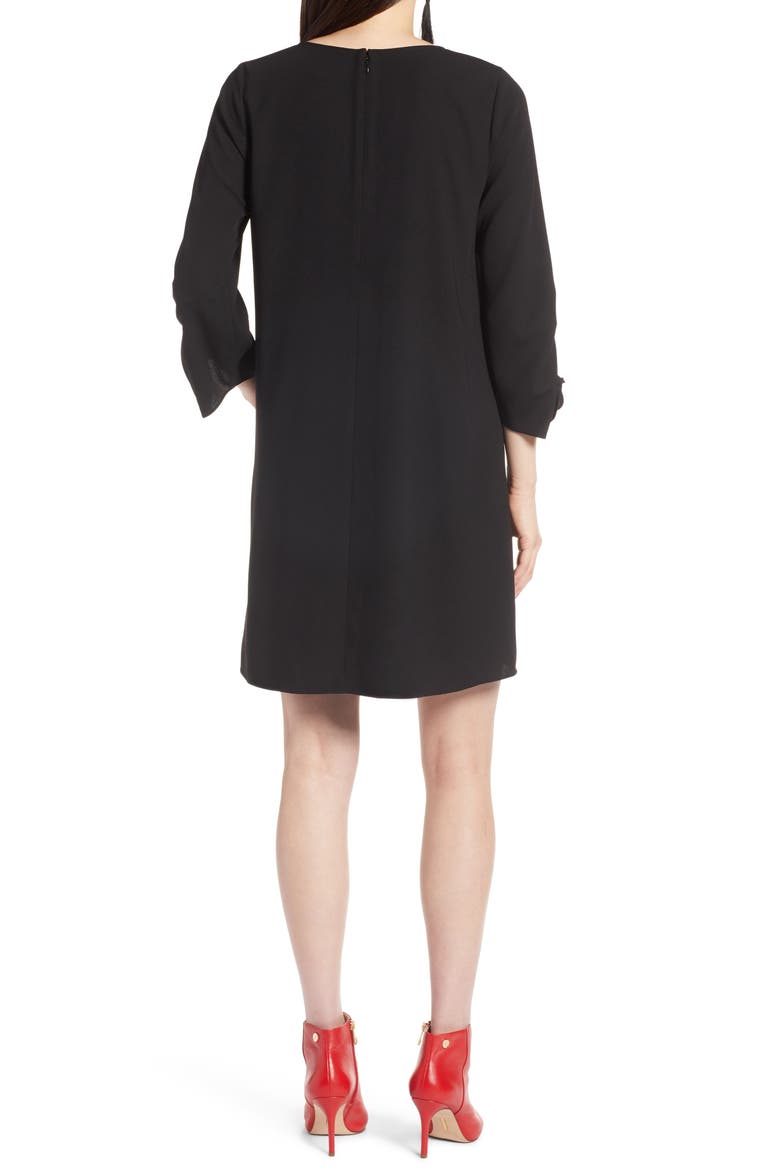 Ruched Sleeve Swing Dress, Main, color, BLACK