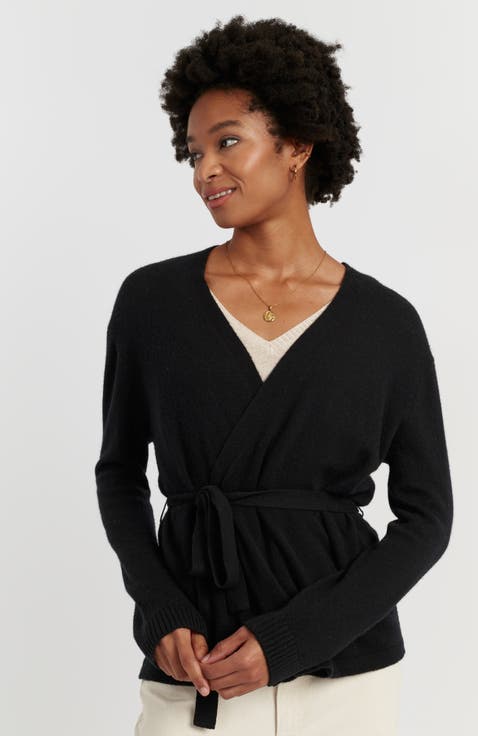 Lightweight Wool-Cashmere Wrap Cardigan