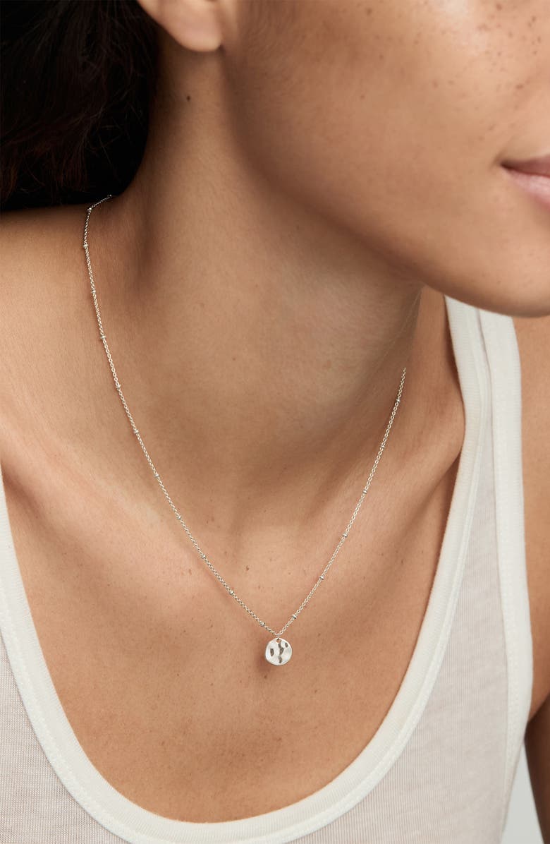 Monica Vinader Siren Muse Hammered Disc Pendant Station Necklace, Alternate, color, Sterling Silver