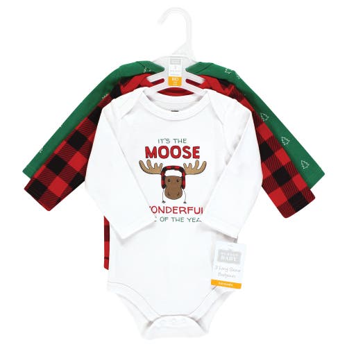 Hudson Baby Essential Long-sleeve Cotton Bodysuit Triple Set