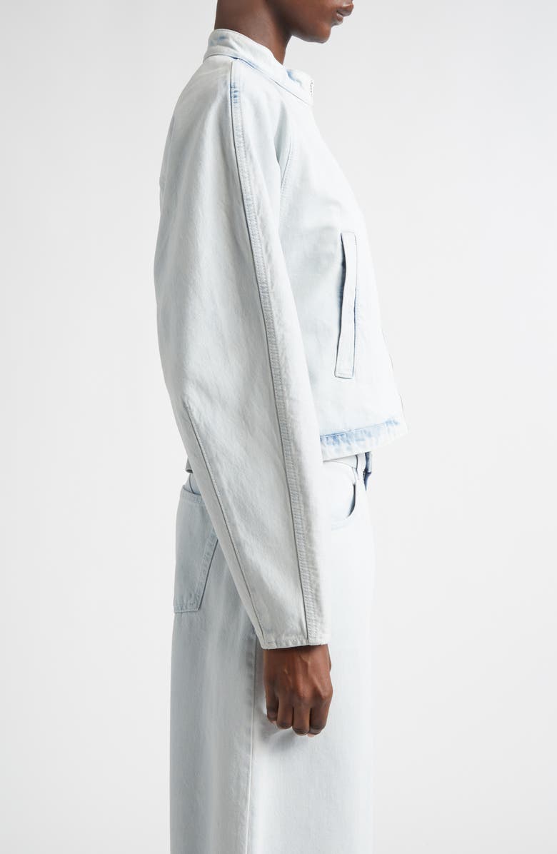 Alaïa Round Denim Jacket, Alternate, color, Bleu Givre