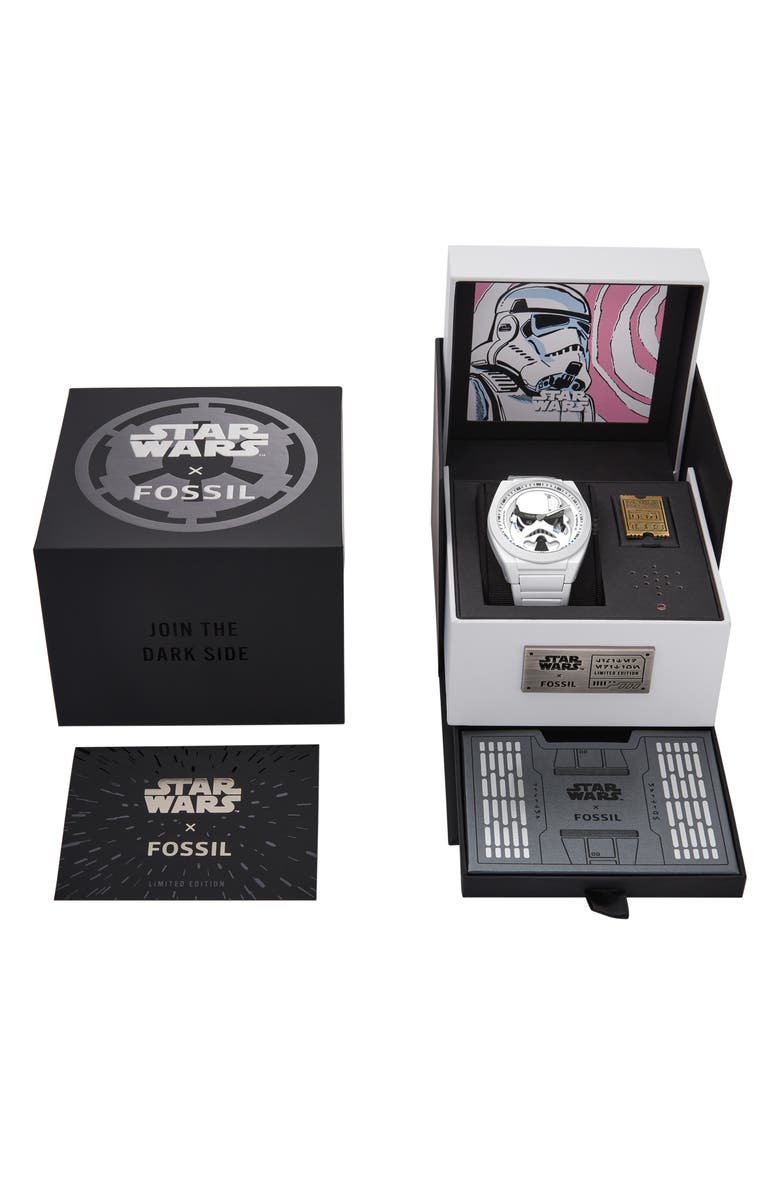 Fossil x Star Wars<sup>™</sup> Limited Edition Stormtrooper Bracelet Watch, 43mm, Alternate, color, 